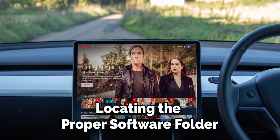 Locating the
Proper Software Folder