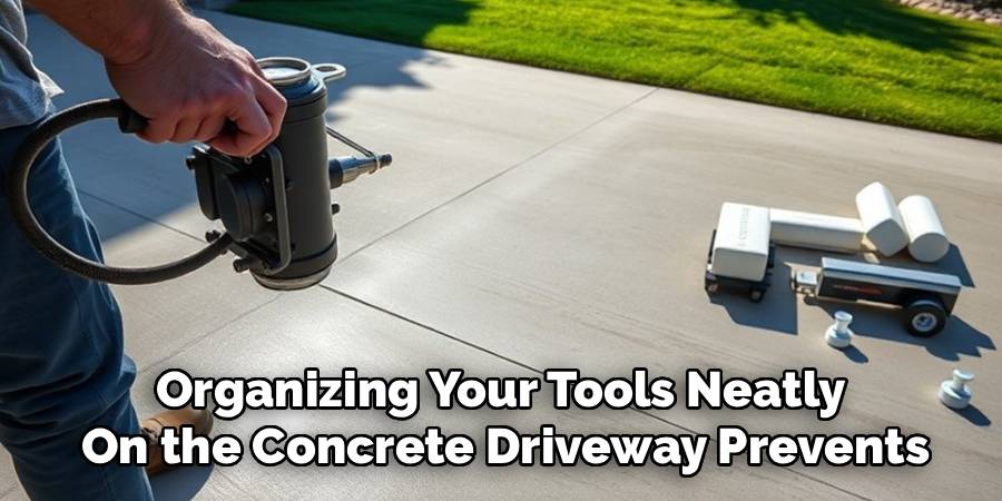 Organizing Your Tools Neatly 
On the Concrete Driveway Prevents